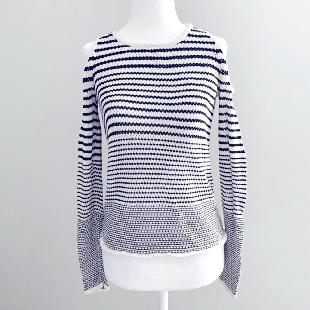 Rag & bone cold shoulder loose knit striped sweater